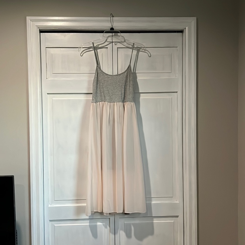 Forever 21 grey and pink midi dress. Pink skirt on top layer is sheer.